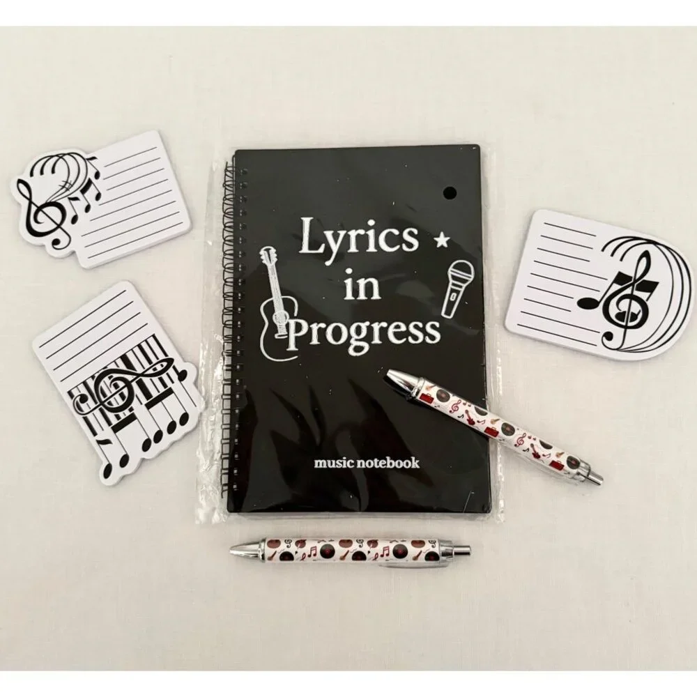 Songwriter Lyrics Ideas Desk Set Music Notebook Pens Notepads